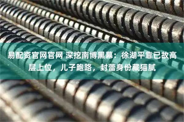 易配资官网官网 深挖南博黑幕:徐湖平靠已故高层上位,儿子跑路,封蕾身份藏猫腻